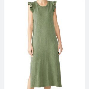 Sundry Size 2 Ayana Flutter Ruffle Cap Sleeve Midi Dress Sage Green Casual M